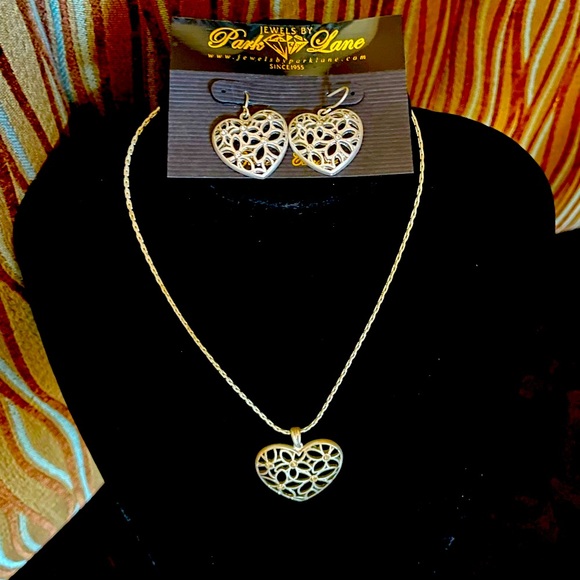 Park Lane Jewelry - Jewels by Park Lane, Silver, Heart, Necklace with matching Earrings